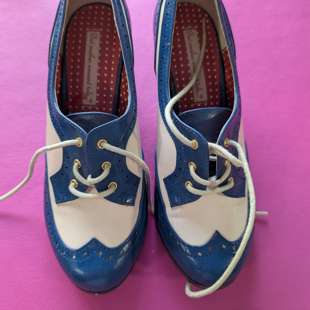 Bait Footwear Blue and White Women's Oxford Shoes